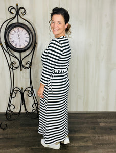 Ribbed Lounge Dress- Black & White