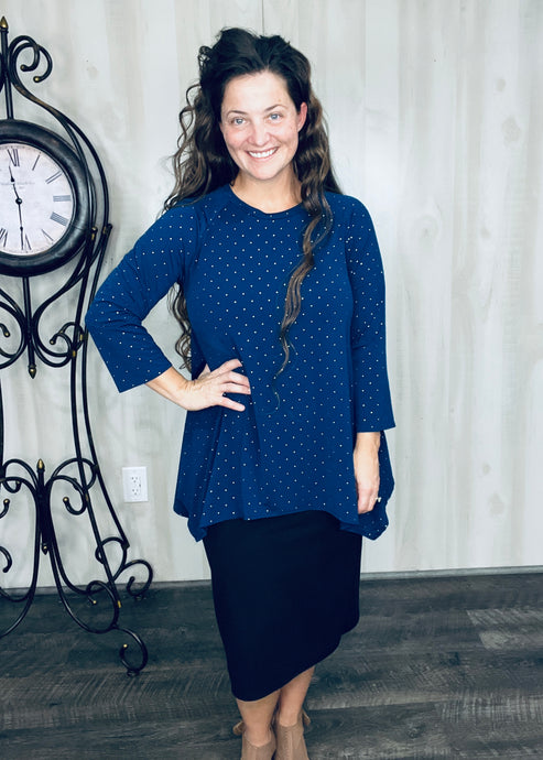 Navy & Shimmer Sharkbite Tunic