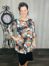 Gray & Orange Leaf Tunic