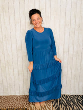Misty Ruffle Tiered Dress-Denim Blue