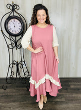 Michella High Low Dress-Mauve & Cream