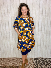 Navy & Camel Geometric Tunic