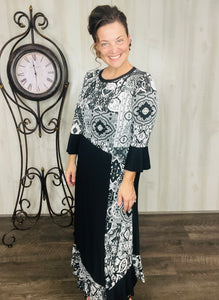 Raquel Black & Paisley Print Dress