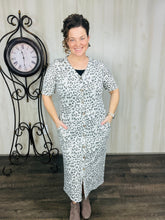 Leopard & Buttons Midi Dress