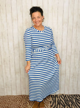 Ribbed Lounge Dress- Blue Striped
