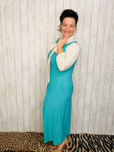 Becky Bow & Honeycomb Dress- Sea Foam & Ivory