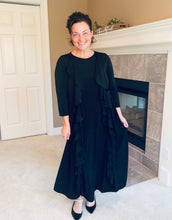Samantha Ruffle Front Dress-Black
