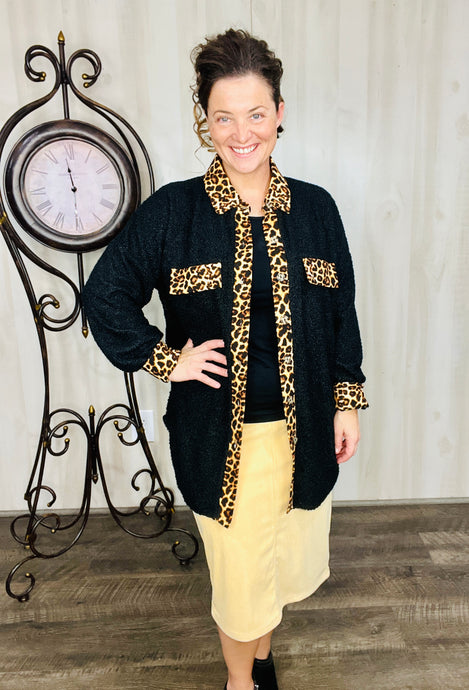 Tammy Black & Leopard Cardigan