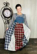 Patchwork & Lace Print Overall/Jumper Dress