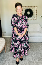 Power On The Day Dress- Black & Pink Floral