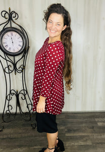Marissa Burgundy Polkadot Tunic