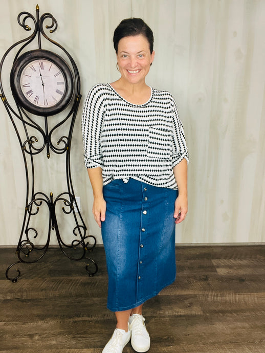 Trina Button Front A-Line Skirt