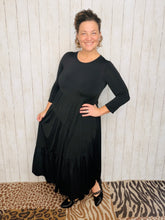 Tonya Marie Tiered Dress- Midi Length-Black