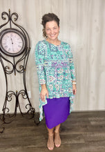 Dramatic High-Low Tunic -Blue Patchwork