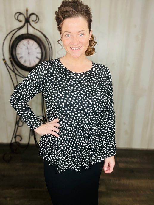 Kimmy Dot & Ruffle Tiered Top