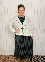 Adorable Hearts Cardigan Sweater- Black or Cream