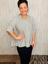 Rylee Charcoal & White Striped Top