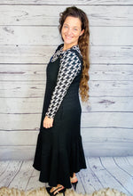 Black Houndstooth Mesh Layering Style Top