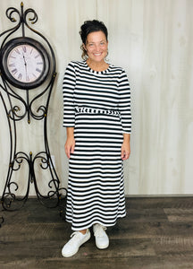 Ribbed Lounge Dress- Black & White