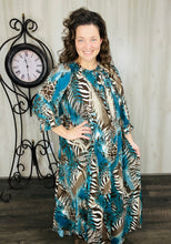 Power On The Day Dress-Teal Zebra