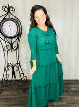 Tonya & Bows Textured Dress- Hunter Green