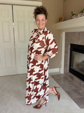 Power On The Day Dress-Brown Houndstooth