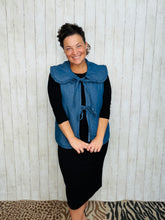 Cotton Quilted Light Denim Collared Tie Front