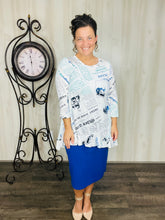 Samantha Ruffle High Low Tunic-Newspaper Print