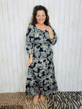 Mallory Black & Floral Square Neck Dress