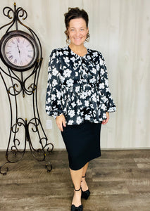 Lillian Black & White Bow Top