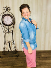 Jean & Leopard Top- Grey Mix
