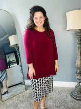 Maggie Double Ruffle High-Low Tunic-Burgundy