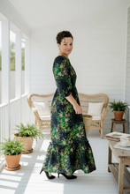 Lovely In Black & Floral- Modest Square Neckline Dress