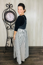 Striped Overall Dress- Black & White