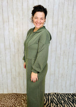 Cozy On Up Ribbed Lounge Dress- Olive