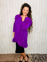 Purple Bodre Tunic- Ruffle Sleeves