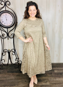 Roses & Lace Dress- Mocha