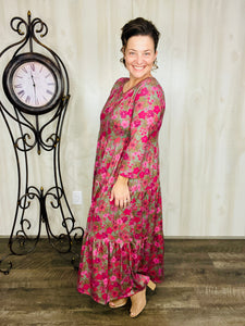 Tonya Tiered Dress- Olive Floral
