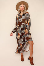 Kaylee Collared Animal Print Patchwork Dress