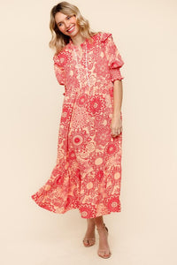 Sophia Ruffled Peachy Coral Dress