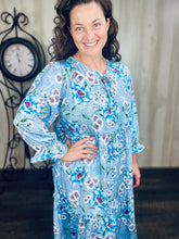 Clara Blue Peony Dress