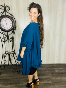 Stacy Woven Solid Blouse-Navy & Black