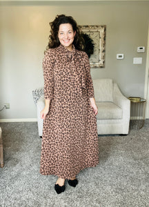 Power On The Day Dress- Ribbed Leopard Print