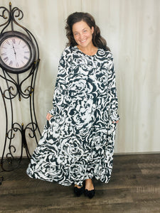 Larissa Black & White Floral Dress