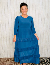 Misty Ruffle Tiered Dress-Denim Blue