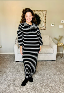 Comfy & Cute Black Striped Dress