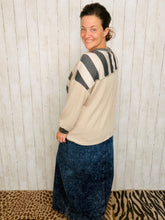 Tessa Bold Stripes Stone/Charcoal Top