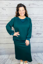 Addie Sweatshirt Style Top- Hunter Green