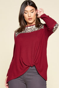 Leopard & Knot Top- Black or Burgundy