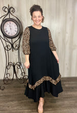 Michella High Low Dress-Black & Leopard